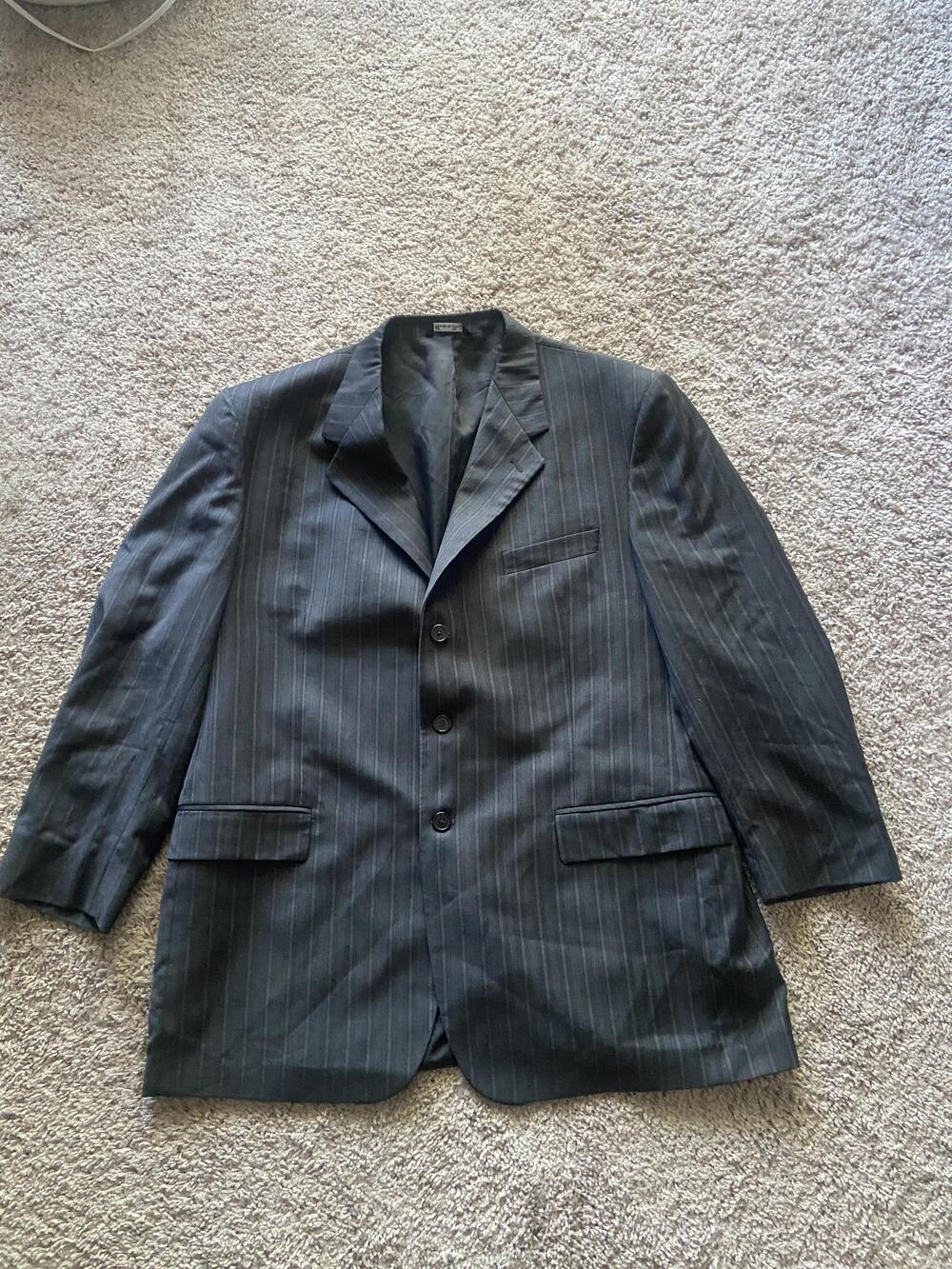 Antonio Cardinni Suit Jacket Mens 42 Long Gray Cashmere Pinstripe Made Italy